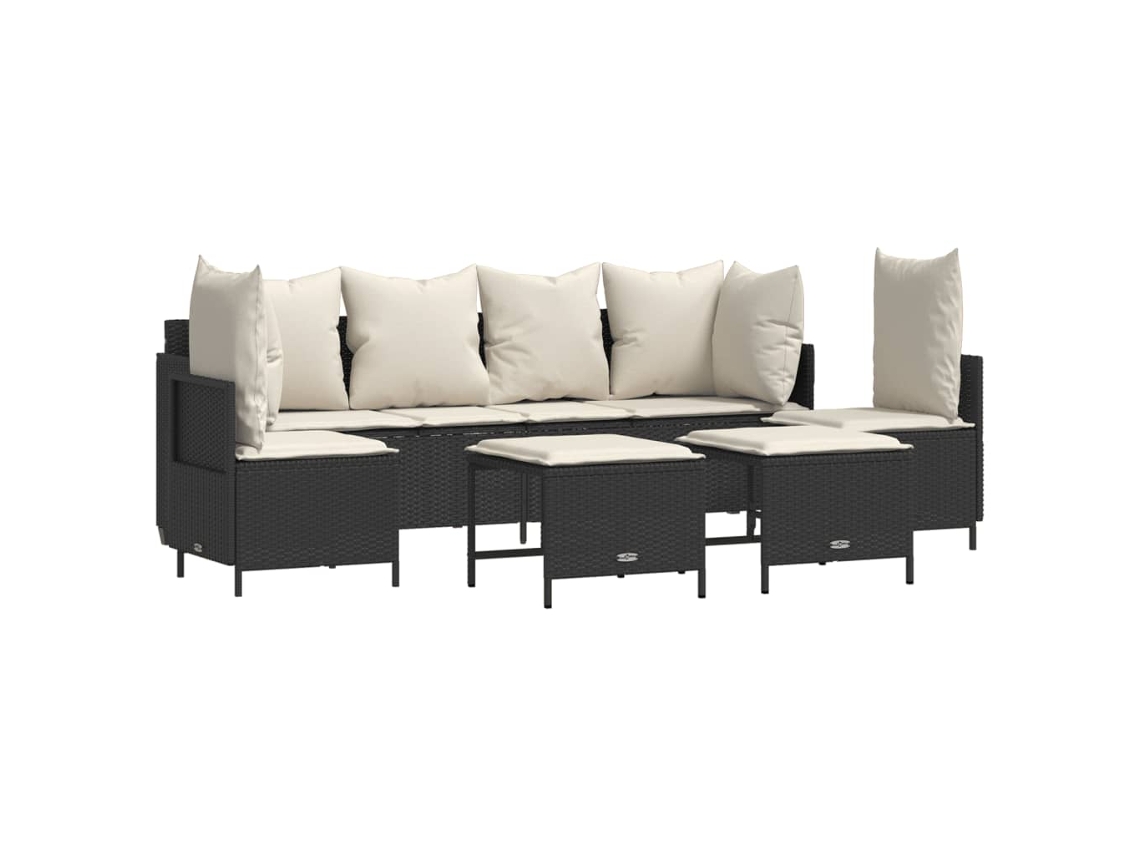 Maison Exclusive - Set De Muebles De Jardín 5 Pzas Y Cojines Ratán Sintético Negro