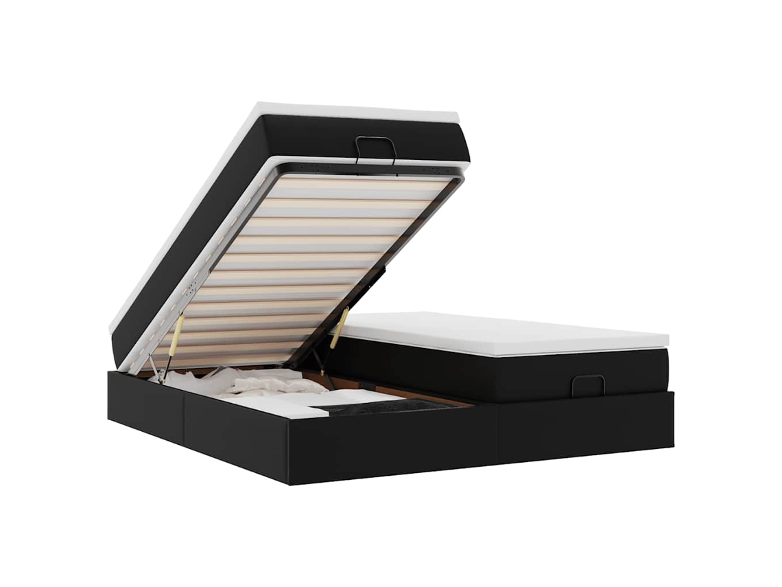 Maison Exclusive - Estructura De Cama Otomana Con Colchones Cuero Sintético Negro