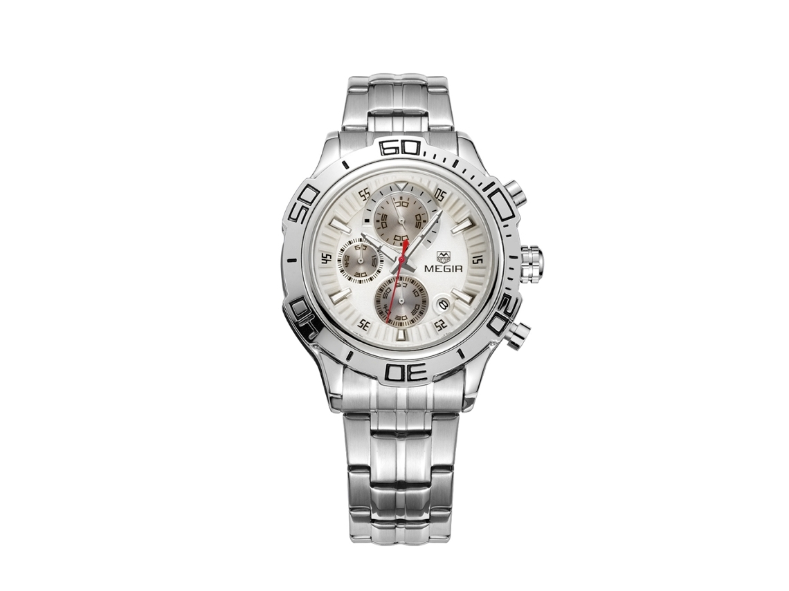 Reloj Hombre Acero Inoxidable Impermeable Moda Multifunción Pulsera Ajustable Blanco
