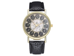 Reloj De Pulsera Analógico De Cuarzo Con Correa De Poliuretano Para Hombre Y Mujer, Esfera Negra Clásica.