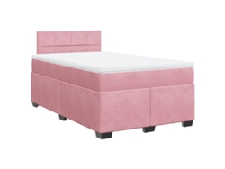 Maison Exclusive - Cama Box Spring Con Colchón Terciopelo Rosa 120x190 Cm