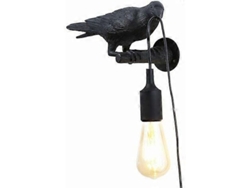Lámpara De Pared De Resina Con Diseño De Pájaro - Negra