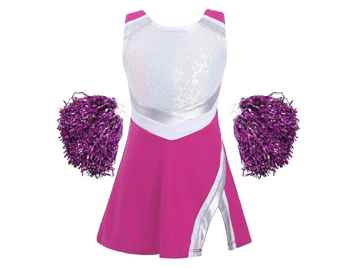 2026-traje De Cheerleading Para Niñas Vestido Brillante Sin Mangas Con Lentejuelas Y Pompones Para Fiesta De Carnaval