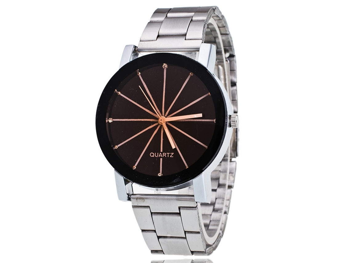 Reloj De Pulsera Zhoulianfa Para Hombre, Acero Negro Y Plateado, Cuarzo, Estilo Casual Y Moderno, Sencillo.