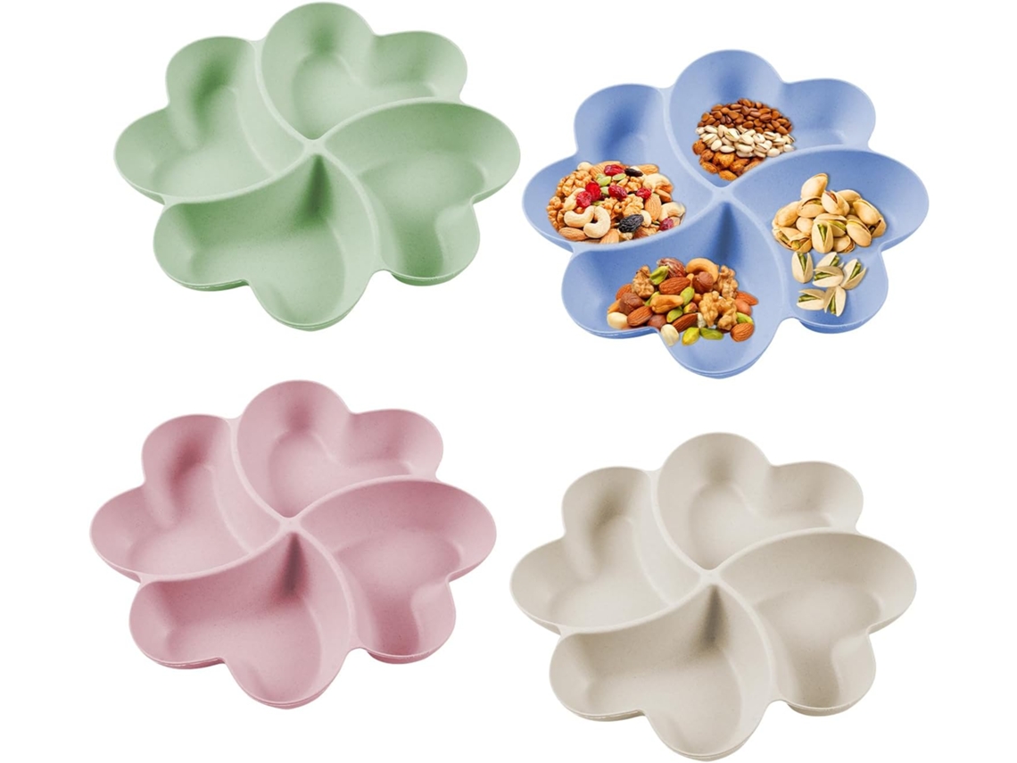 Plateau Defruitsplateaux À Compartments Avec 4 Secciones 4 Pièces, Compartments Assiette De Fruits Plateaux