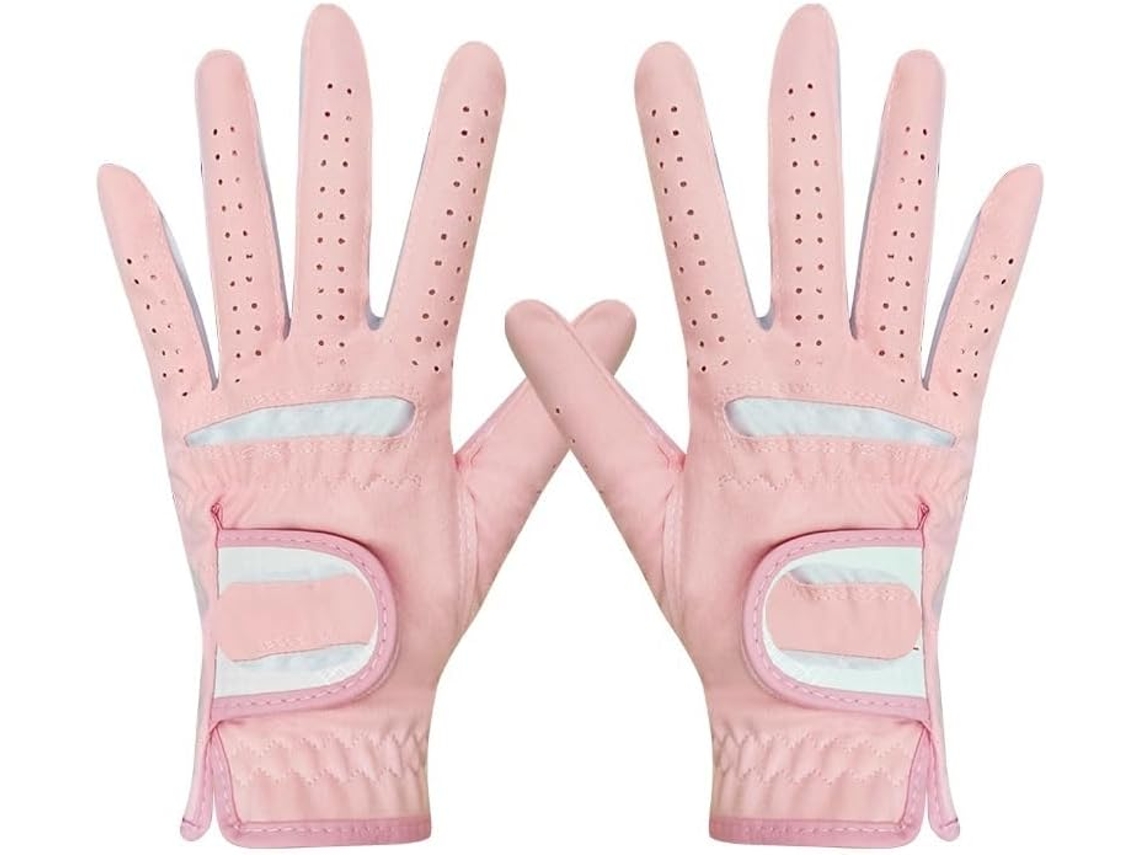 Guantes de golf profesionales para mujer, 1 par, tejido suave, azul claro, transpirables, para mano izquierda y derecha.