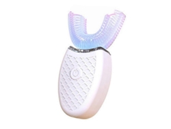 Escova De Dentes Elétrica Ultrassônica Totalmente Automática 360° Em Formato De U Com Luz Led Para Limpeza E Clareamento Dental (1 Unidade) - Branca