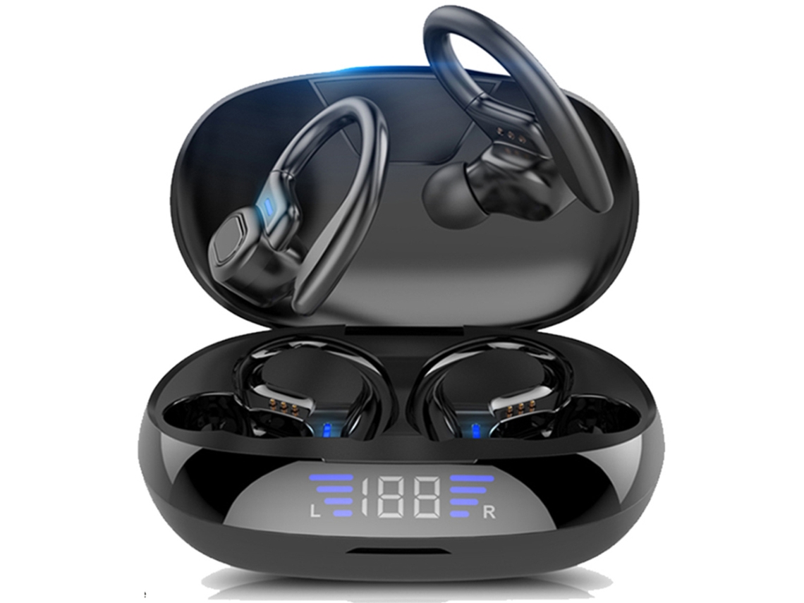 Auriculares deportivos Bluetooth inalámbricos Bluetooth 5.3 estéreo 3D con micrófono, 60 horas de reproducción