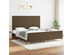 Syfax™ Cama Sin Colchón De Tela Marrón Oscuro 180x200 Cm