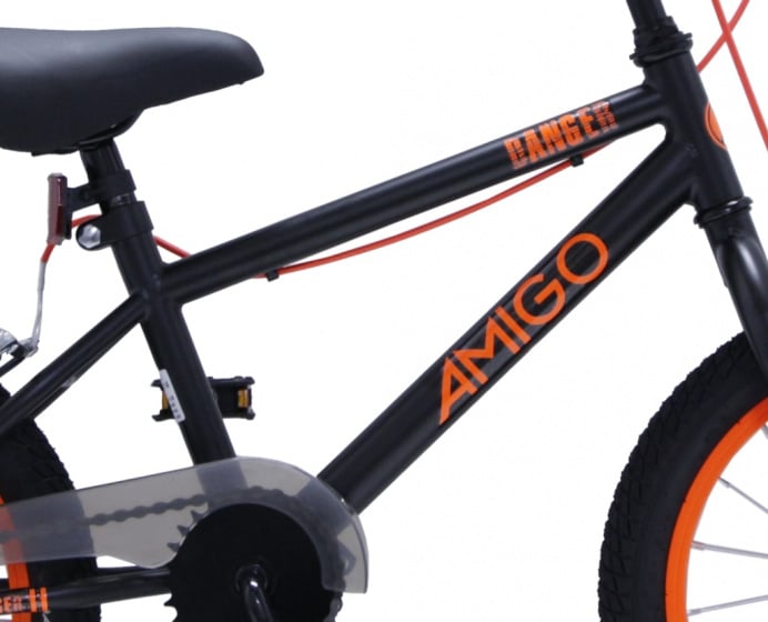 Amigo Danger – bicicleta infantil niños 16 pulgadas con frenos de y manillar acolchado bmx partir 4 6 años