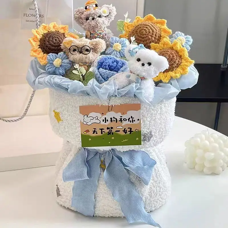 Flores Esponjosas Tejidas A Mano, Ramos Artificiales Tejidos, Rosas De Ganchillo, Decoración Para El Hogar.
