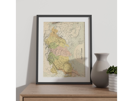 Póster NACNIC Geográficos en Estilo Vintage. Mapa de Rusia. Ilustraciones de Antiguos Mapamundis en Tonos Sepia. Tamaño A3, con Marco Blanco.