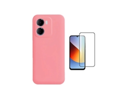 Kit De Película De Cristal Templado Gorillasglass Funda Protectora Trasera De Silicona Gift4me Para Xiaomi Redmi 15a - Rosa