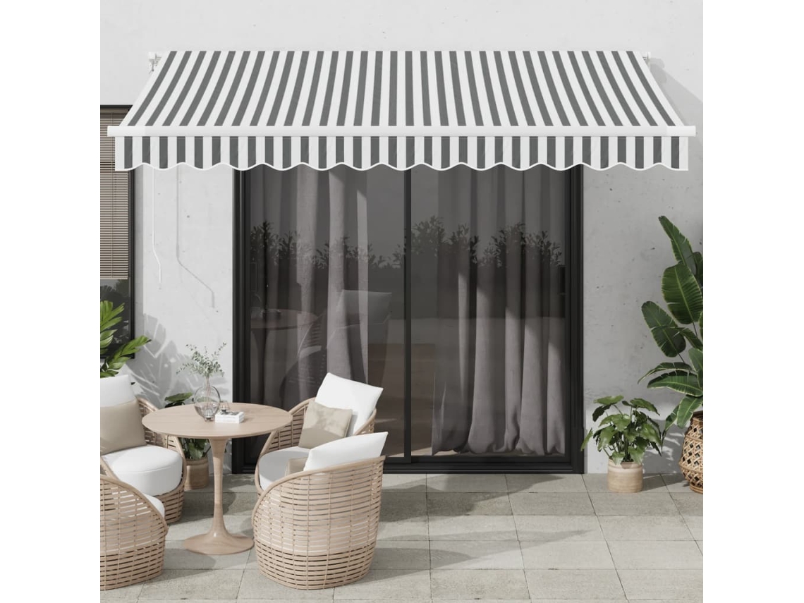 Toldo retráctil automático 350x250 cm antracita y blanco Wsd680489 Lovely Home