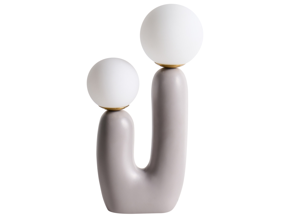 Lámpara de mesa Beliani Tulun en resina gris 16x16x40