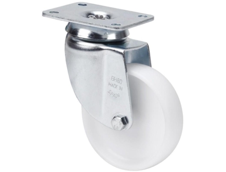 Rueda Giratora Placa 10Bh80-Sl Plastico Blanco Eje Liso ALEX
