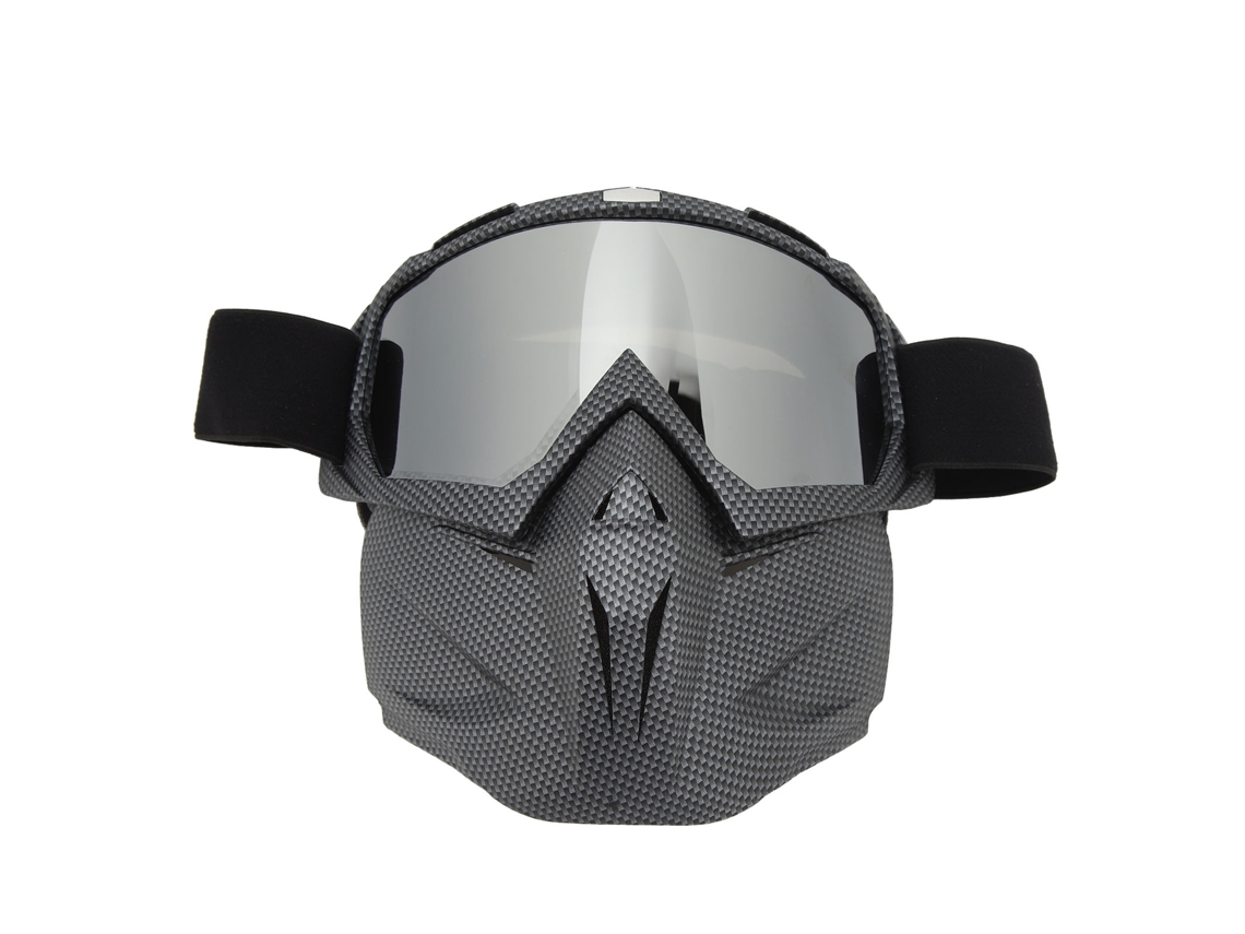 2026-máscara De Moto Con Gafas Anti Polvo Viento Uv Protectoras Cierre Removible Patrón Piel De Serpiente