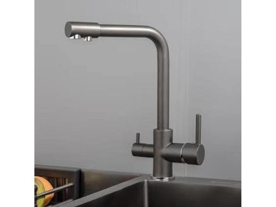 Grifo De Cocina De Latón Negro Con Filtro Y Doble Purificador De Agua Dot.