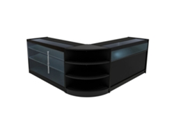 Mostrador comercial MonsterShop Demeter, negro, K1500B1500LM60, MDF y vidrio templado