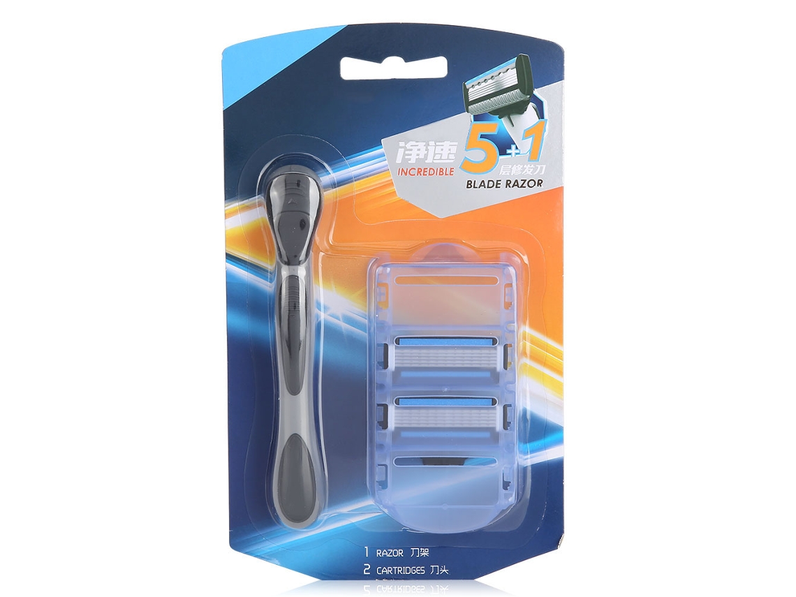 2026 lâminas de Barbear de 5 Camadas com Cabo de Plástico Antiderrapante para Homens, Barbear Manual para Barba
