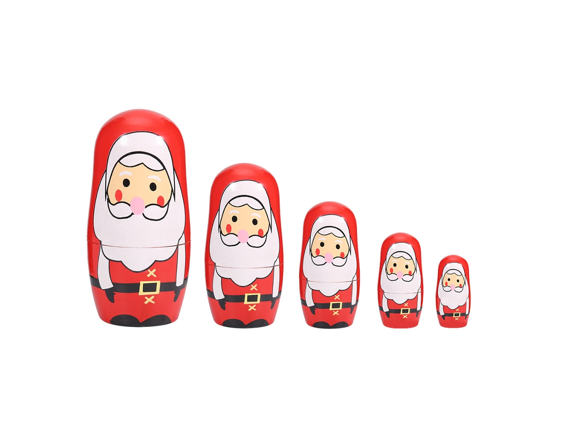 5 Muñecas Matryoshka De Madera Pintadas A Mano, Estilo Nido, Para Navidad, Con Diseño De Papá Noel. Decoración Pequeña Para El Hogar.