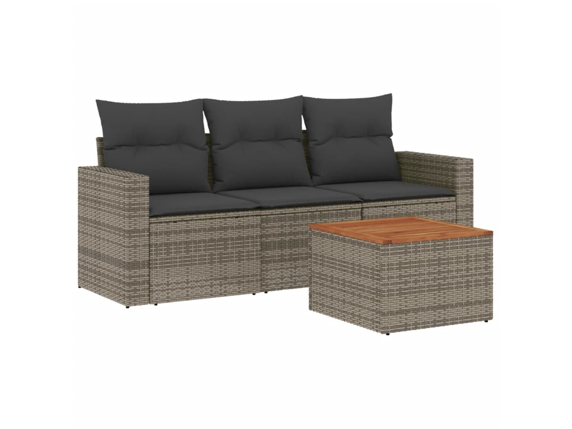 Maison Exclusive - Set De Sofás De Jardín 4 Pzas Y Cojines Ratán Sintético Gris