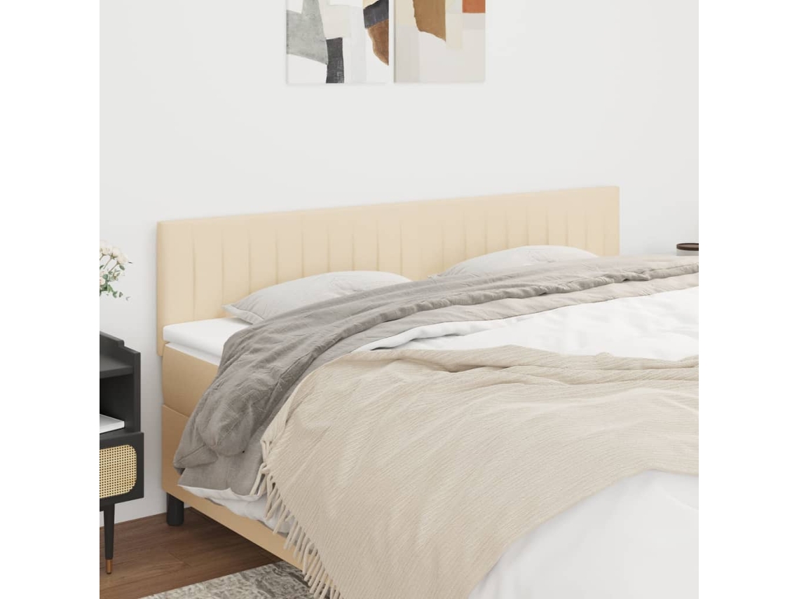 Cabeceros 2 Unidades De Tela Color Crema 90x5x78/88 Cm