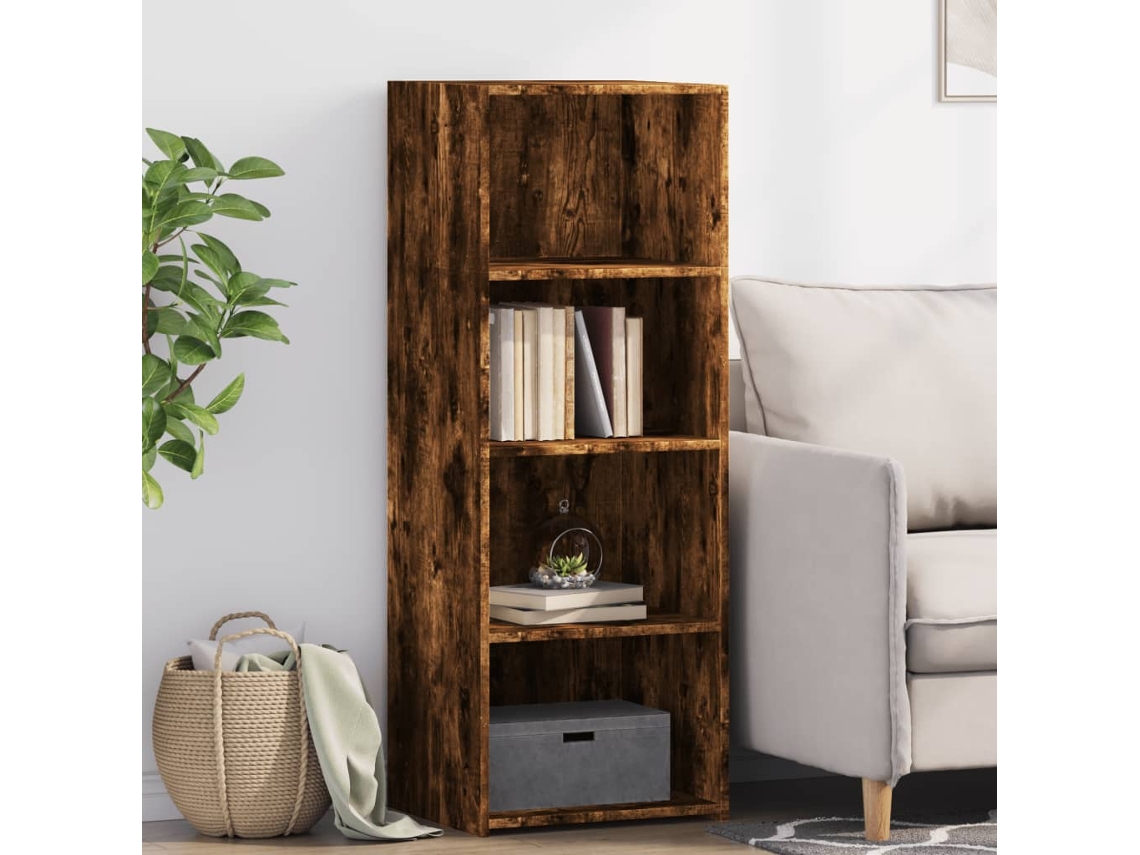 Aparador Alto Madera De Ingeniería Roble Ahumado 45x41x124 Cm