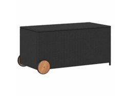 Caja de almacenamiento de jardín con ruedas MAISON EXCLUSIVE Patas de mimbre Negro (190 l)
