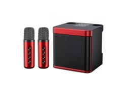 Máquina de karaoke con micrófono inalámbrico, conexión Bluetooth, 2 micrófonos, portátil. Mdug (rojo)