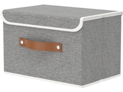 Organizador de almacenamiento plegable Outbros con tapa, cajón grande para ropa blanca, cestas para toallas y ropa, 38 x 25 x 25 cm