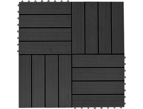 vidaXL Baldosas de porche de WPC 30x30 cm 1 m² negro 11 unidades
