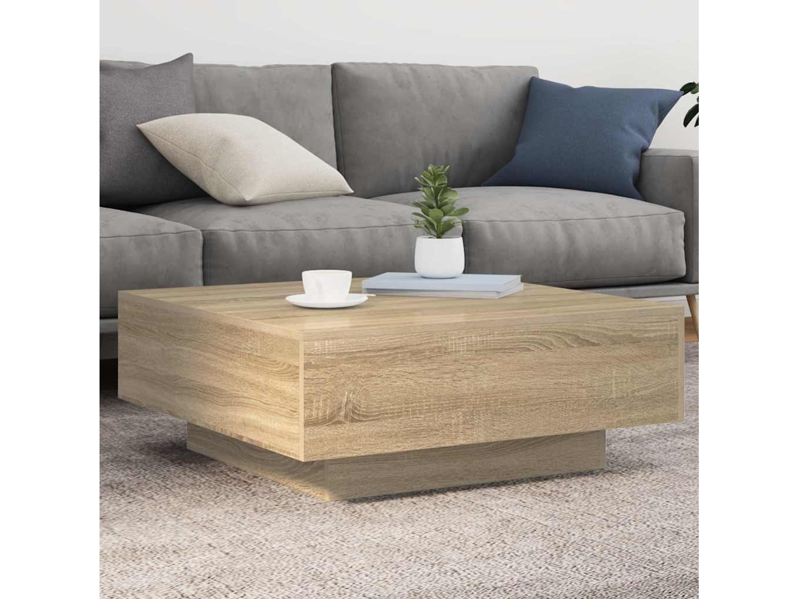 Mesa auxiliar HARLANV1 con tablero de roble Sonoma de 80x80x31cm.