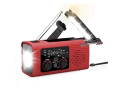 Radio multifuncional de emergencia con banda AM/FM, manivela, iluminada, carga solar, prevención de desastres, naranja GOKOCO