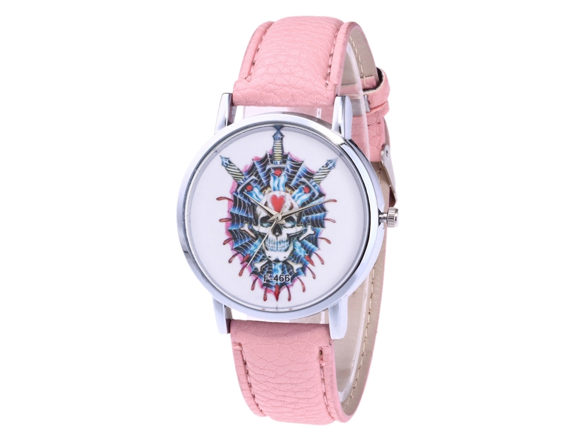 Reloj De Pulsera De Cuarzo Informal Para Mujer Con Correa De Pu Rosa Y Esfera Redonda De Zhoulianfa.