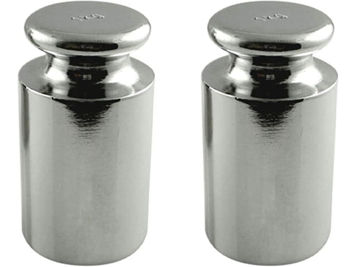 2 Pesas De Calibración Para Básculas Digitales, Aluminio Y Acero, Acabado Cromado, 1000 G