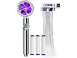 Jarra De Ducha Turbo Manequilla Con 3 Cartuchos De Filtro Material Abs Acero Inoxidable Ahorro De Agua Fácil Instalación Azul Púrpura