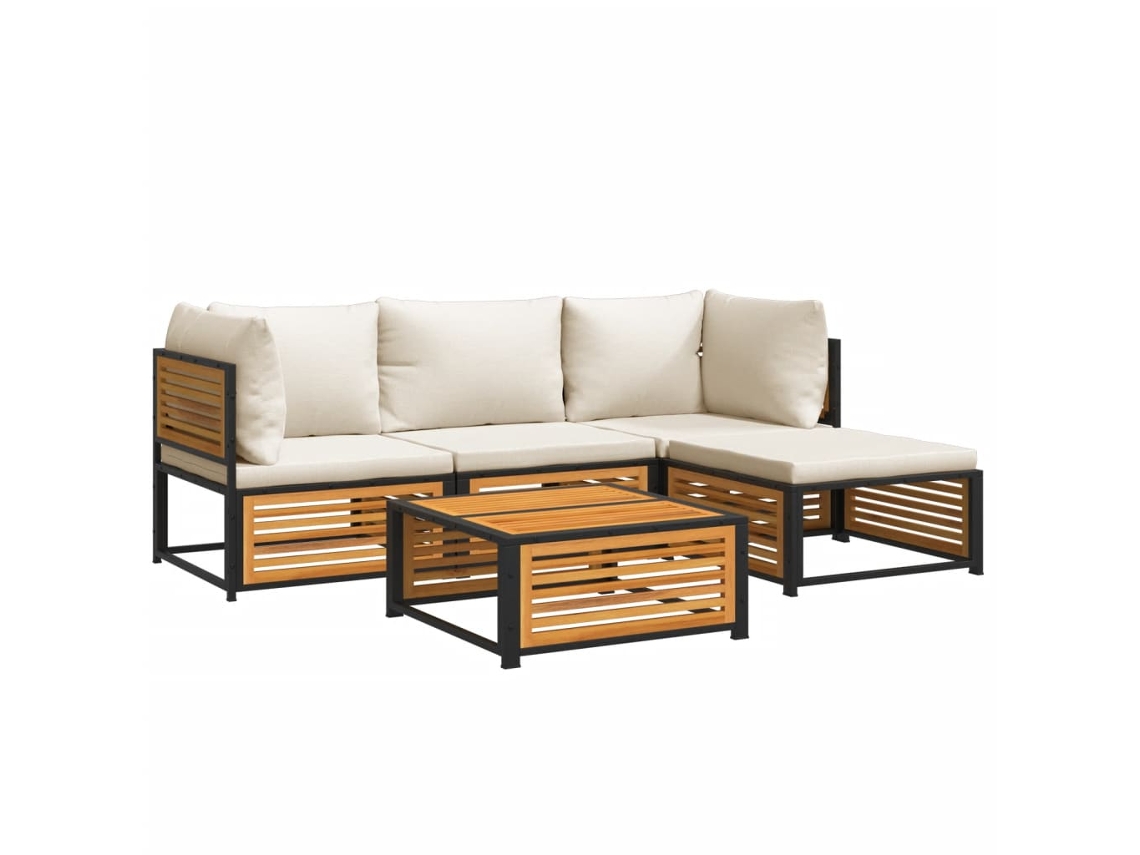 Maison Exclusive - Set De Sofás De Jardín Con Cojines 5 Pzas Madera Maciza Acacia