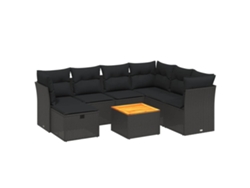 Conjunto 8 de sofás de jardín VIDAXL y cojines ratán sintético negro