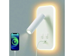 Aplique De Pared Led Minimalista (blanco Cálido), Interruptor De Doble Control, Carga Usb, Rotación De 330°