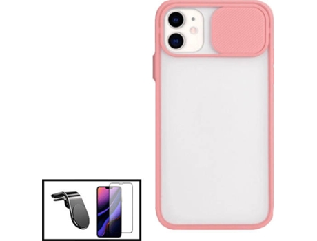 Carcasa + Protector + Soporte L Safe Driving iphone SE 2020 PHONECARE Slide Window Anti Choque Frosted Rosa