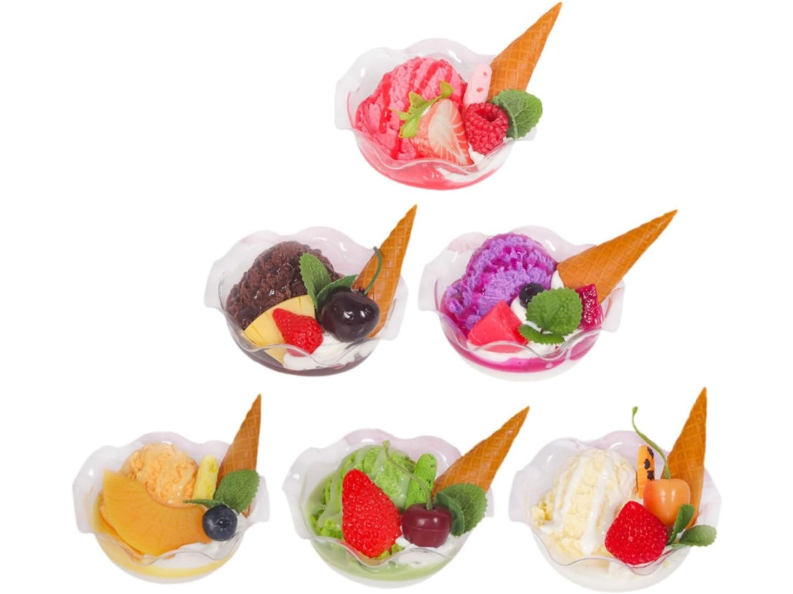 Juego De Decoración De Helados De 6 Piezas: Cupcakes Falsos, Vitrina Realista Para Fotos.
