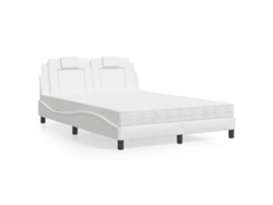 Cama Con Colchón Cuero Sintético Blanco 120x200 Cm