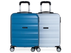 Conjunto de 2 Maletas de Cabina ITACA T71650P ABS Azul y Blanco (55x40x20cm - 40L)
