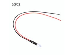 Veloriskku-10 Peças De Diodos Led 5mm 12v Com Fio Multicolorido Cabelo 20cm 0.06w