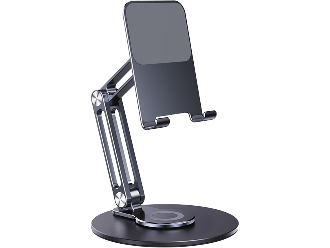 Soporte De Escritorio Plegable De Aluminio Con Rotación De 360°: Mantiene Tu Teléfono A Mano.
