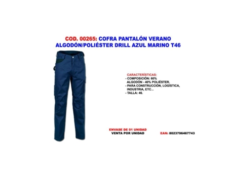 Cofra pantalon verano algodon-pol. drill azul mar. t46