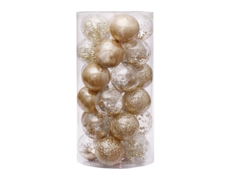 Bola de Navidad Mini Adornos Decoración de fiesta Inastillable Festival Widgets Colgante Colgante Paquete de 24 piezas, dorado