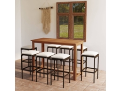 Juego de bar de jardín con cojines marrones, Dkd Home Decor