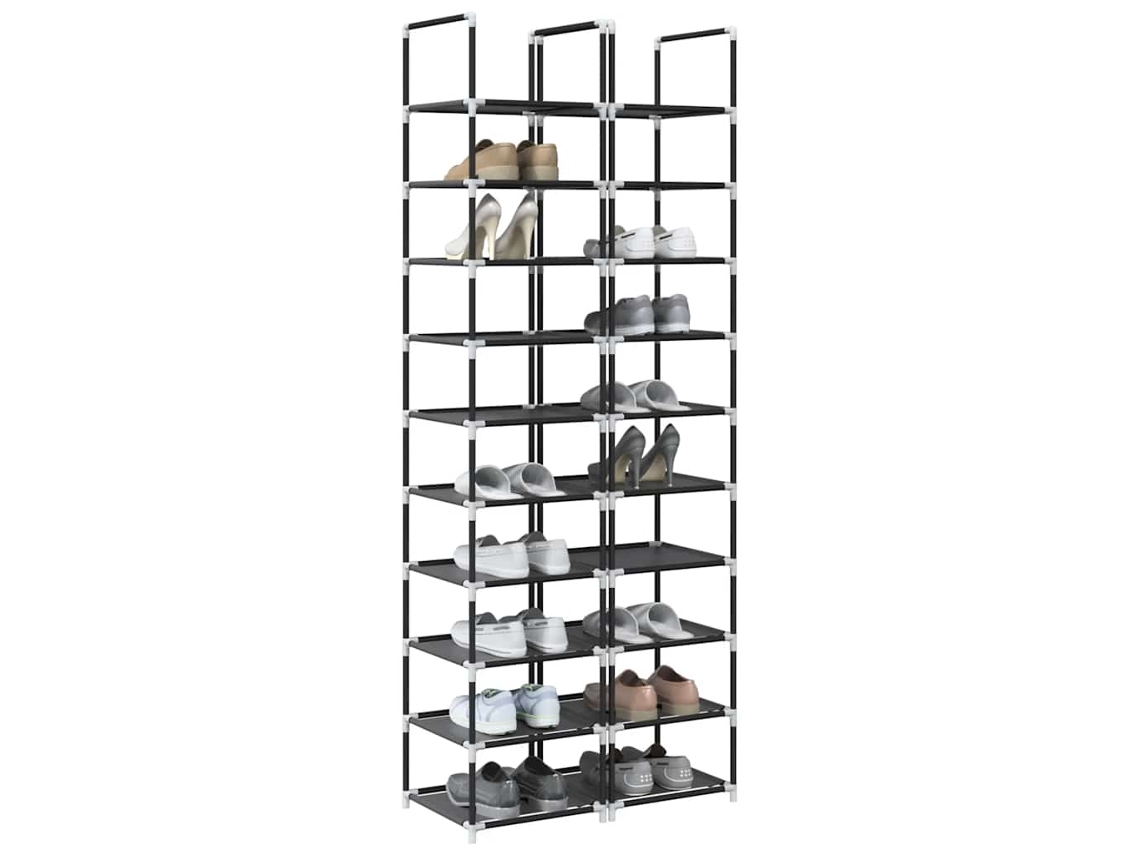 2 Uds Zapatero | Armario Zapateros 10 Niveles Negro 33x33x174 Cm Tejido No Tejido